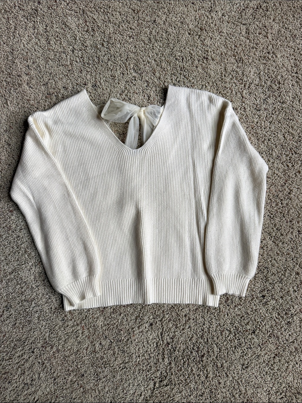 Blu Pepper Cream V-Neck Tie-Back Sweater